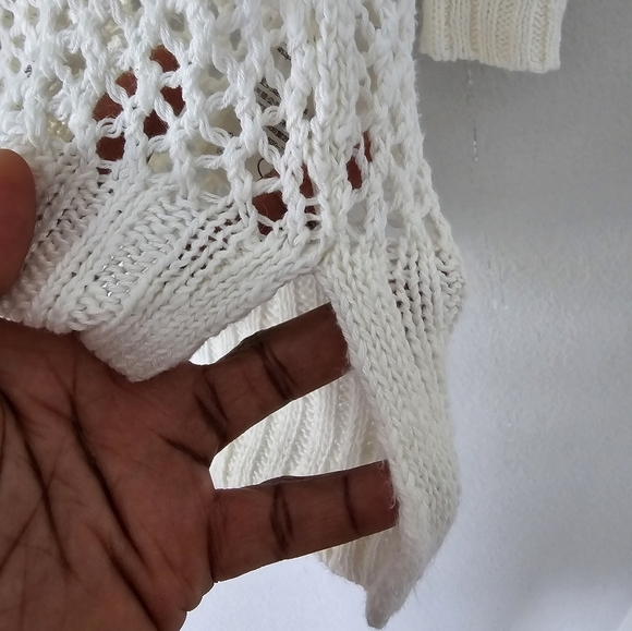 Abercrombie Fitch Sweater Womens XS White Open Knit Hi Low Oversized Excellent - Picture 8 of 10